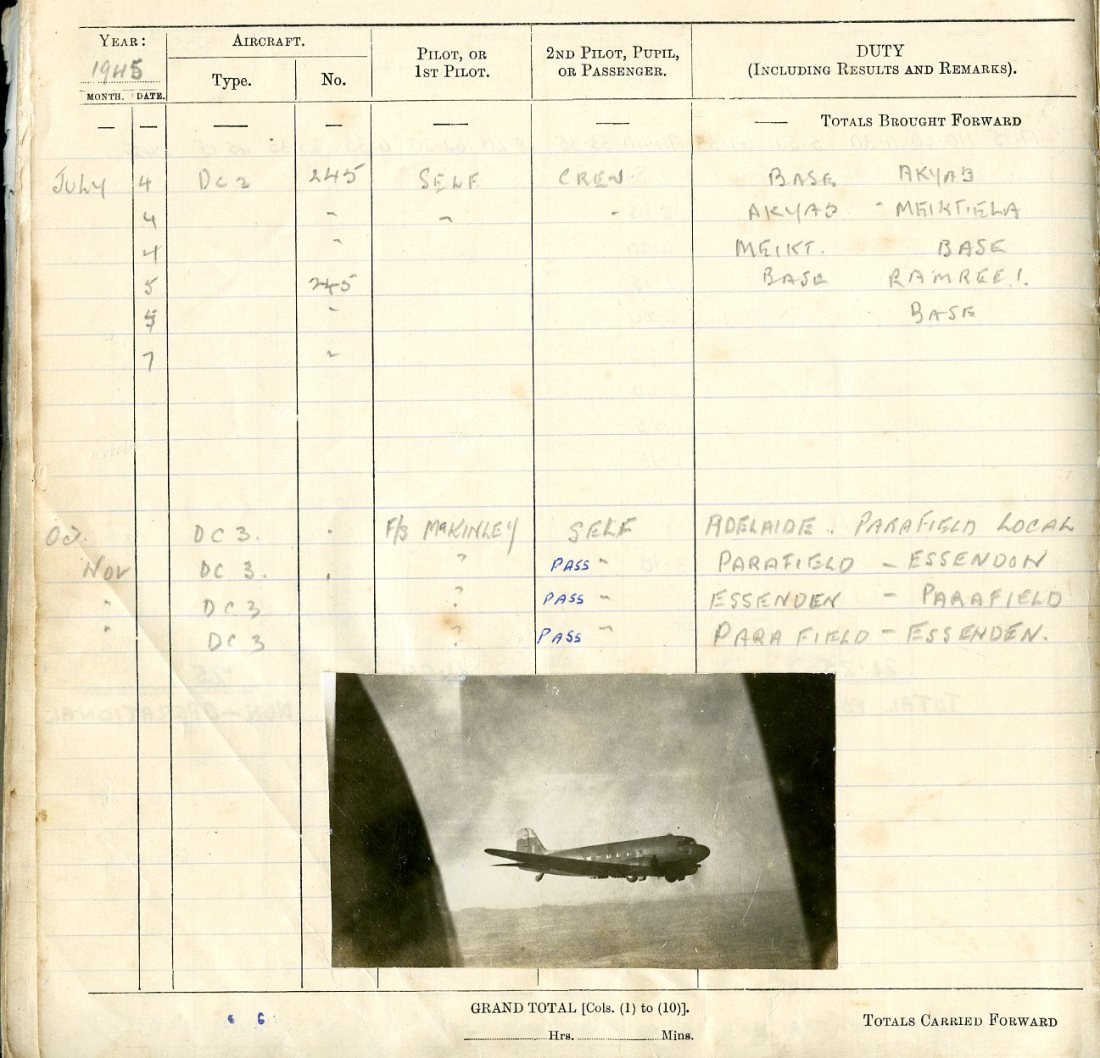 Flight Sgt Hall 238 squadron logbook 4 July 1945